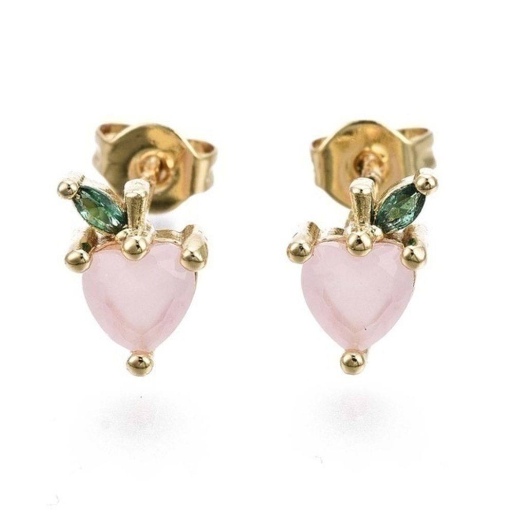 Cubic Zirconia‎ Stud Earrings, with Cat Eye and Ear Nuts, Cadmium Free NWT